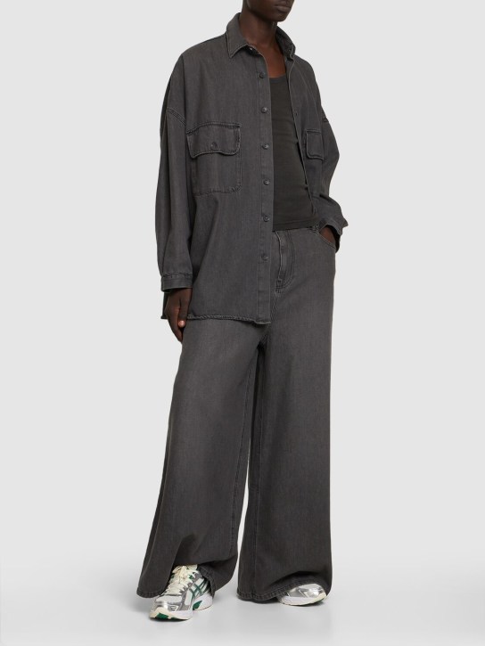 The Frankie Shop: Dallas oversize cotton denim shirt - Dark Grey - men_1 | Luisa Via Roma