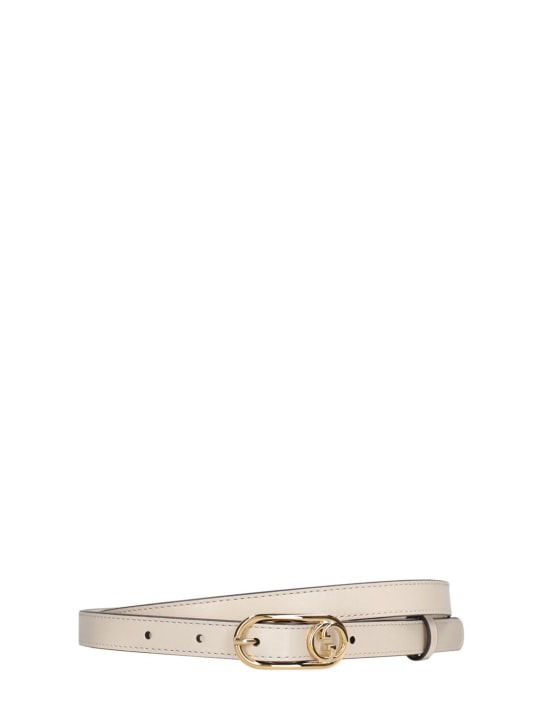 Gucci: Cintura in pelle con GG 15mm - Mystic White - women_0 | Luisa Via Roma