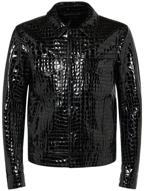 Tom Ford: Croc embossed leather jacket - Black - men_0 | Luisa Via Roma