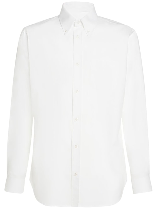 Loro Piana: Agui cotton Oxfort shirt - Beyaz - men_0 | Luisa Via Roma
