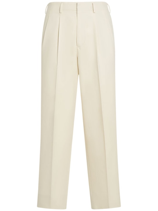 Loro Piana: Gosens pleated cotton straight pants - White - men_0 | Luisa Via Roma