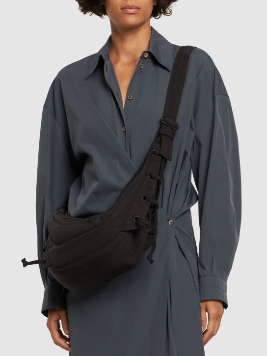 Lemaire: Petit sac porté épaule en nylon Soft Game - Dark Chocolate - women_1 | Luisa Via Roma