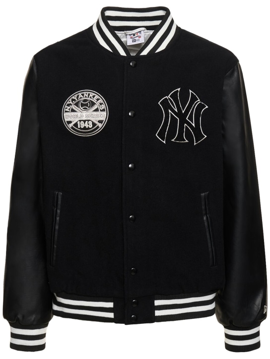 New Era: MLB NY Yankees large logo varsity jacket - Siyah - men_0 | Luisa Via Roma