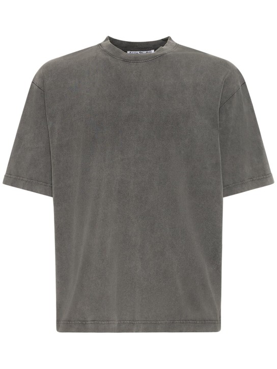 Acne Studios: T-Shirt aus Vintage-Baumwolle mit Druck - Schwarz Verblas - men_0 | Luisa Via Roma