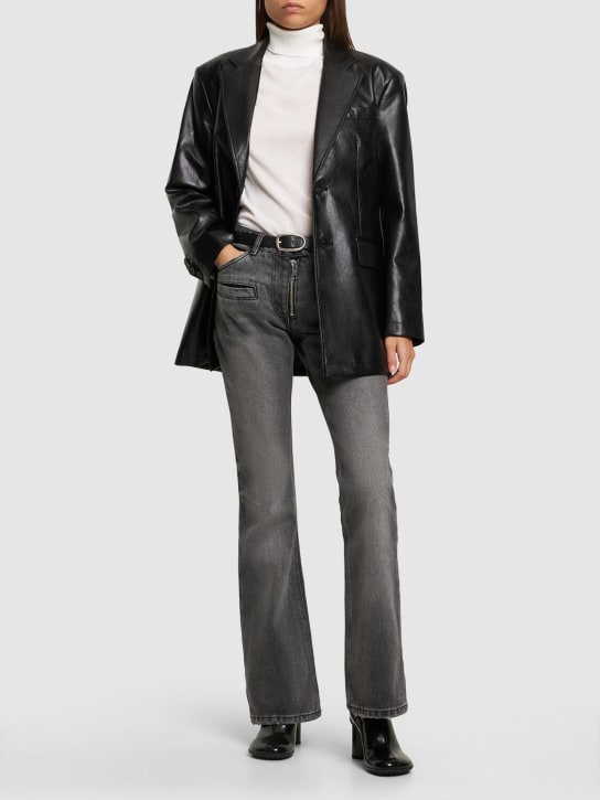 Courreges: Zipped denim bootcut jeans - Grey - women_1 | Luisa Via Roma