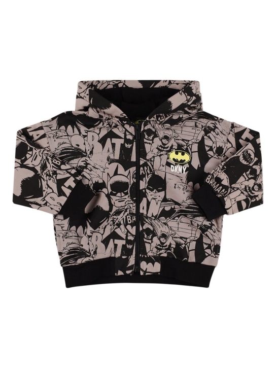 DKNY: Batman print cotton sweatshirt hoodie - Multicolor - kids-boys_0 | Luisa Via Roma