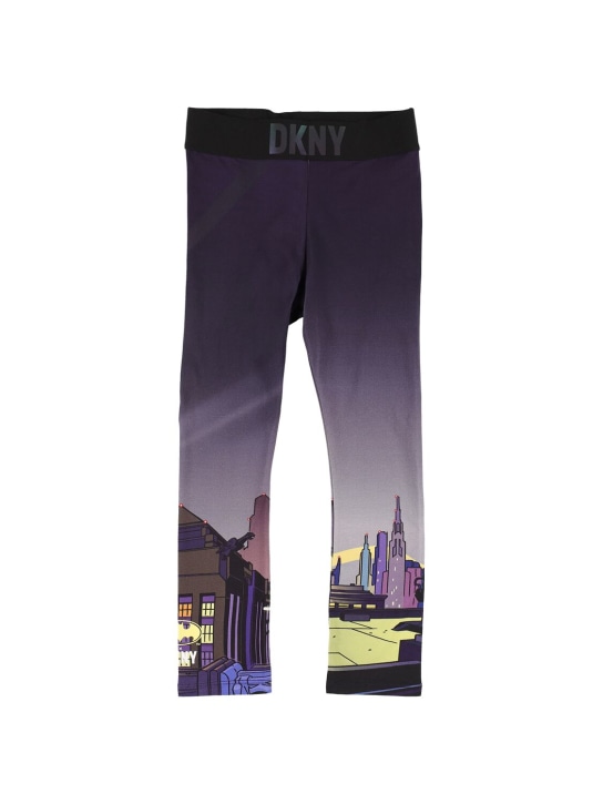 Gotham print cotton jersey leggings - DKNY - Girls