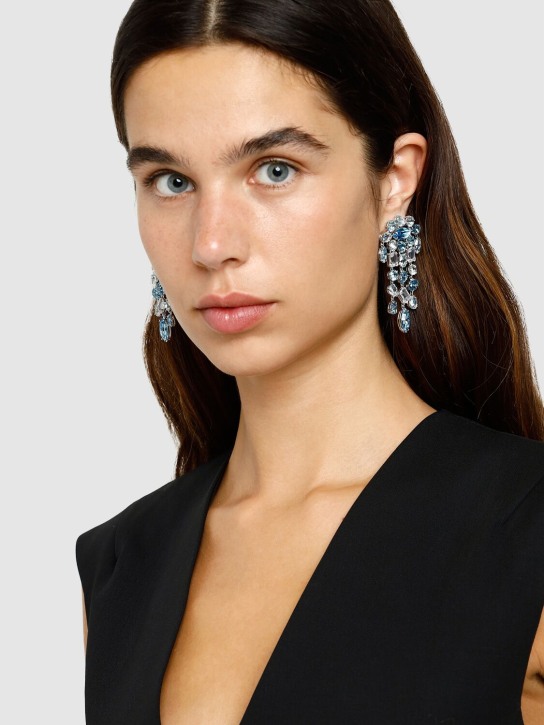 Swarovski: Gema Swarovski chandelier earrings - Blue - women_1 | Luisa Via Roma