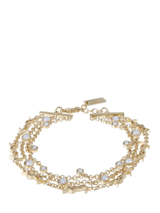 Saint Laurent: YSL crystal & brass bracelet - Gold/Crystal - women_0 | Luisa Via Roma