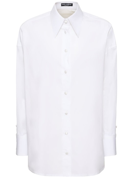 Dolce&Gabbana: Stretch cotton poplin shirt - Weiß - women_0 | Luisa Via Roma