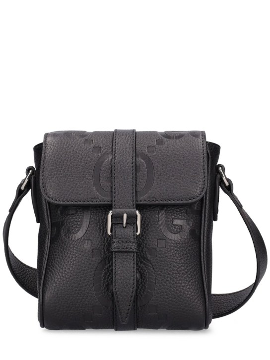 Gucci: Petit sac bandoulière en cuir GG - Noir - men_0 | Luisa Via Roma