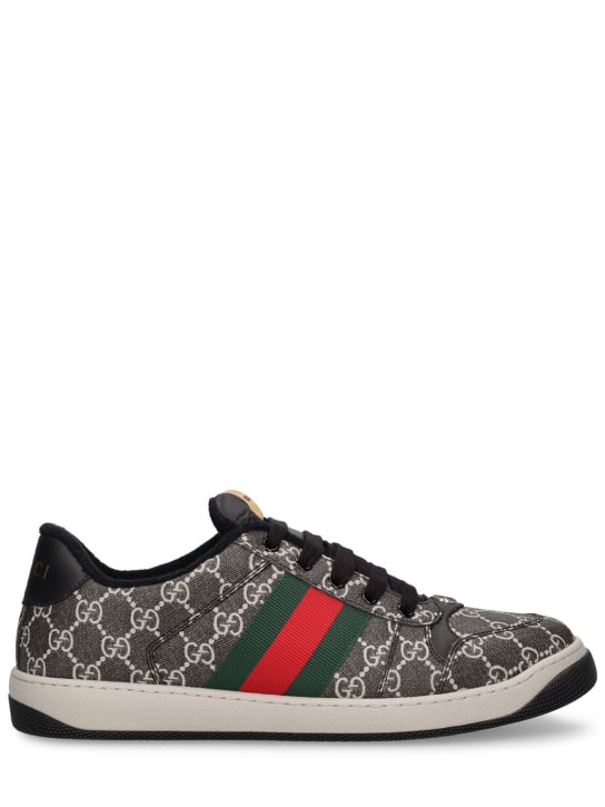 Gucci: Screener GG Supreme运动鞋 - 黑色/灰色 - men_0 | Luisa Via Roma
