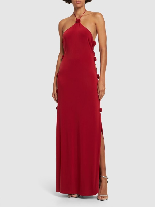 Magda Butrym: Jersey-Kleid mit 3D-Rosen - Rot - women_1 | Luisa Via Roma