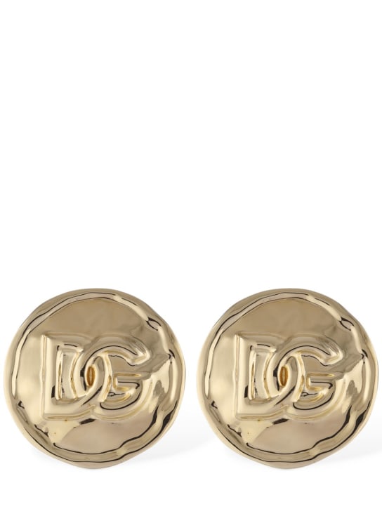 Dolce&Gabbana: Pendientes de clip con logo - Oro - women_0 | Luisa Via Roma