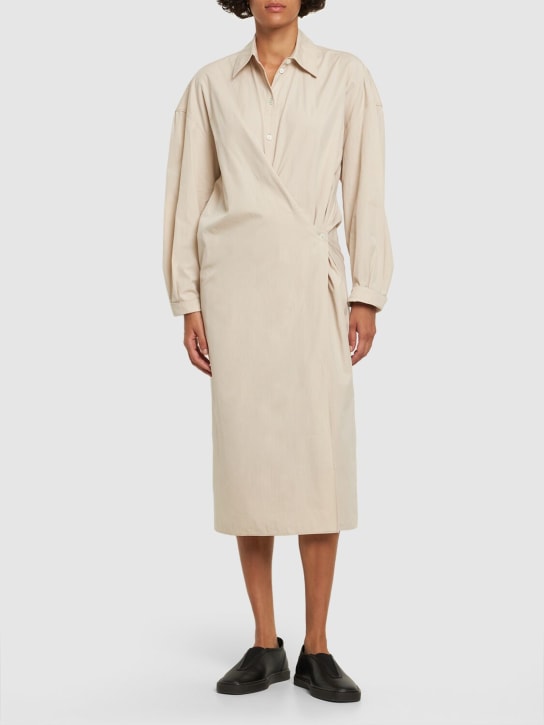 Lemaire: Straight collar cotton & silk midi dress - Rosa - women_1 | Luisa Via Roma