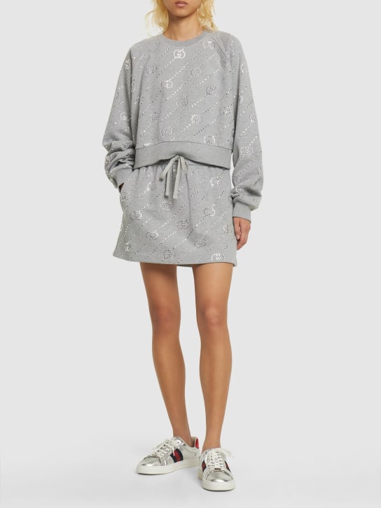 Gucci: GG cotton jersey mini skirt - Grey - women_1 | Luisa Via Roma