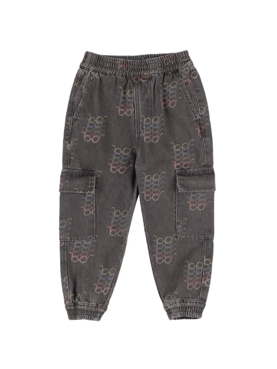 Jellymallow: Printed cotton denim cargo pants - Black - kids-boys_0 | Luisa Via Roma