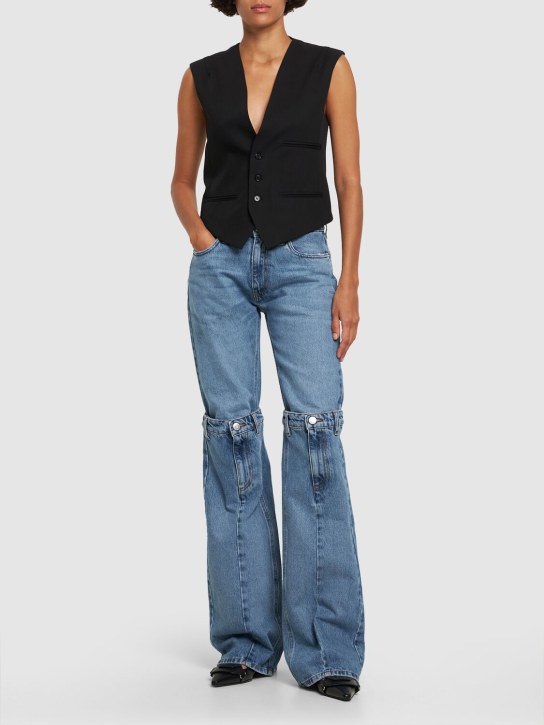 Coperni: Cutout straight jeans w/ buckle straps - women_1 | Luisa Via Roma