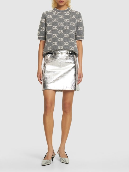 Gucci: GG wool jacquard top - Grey - women_1 | Luisa Via Roma