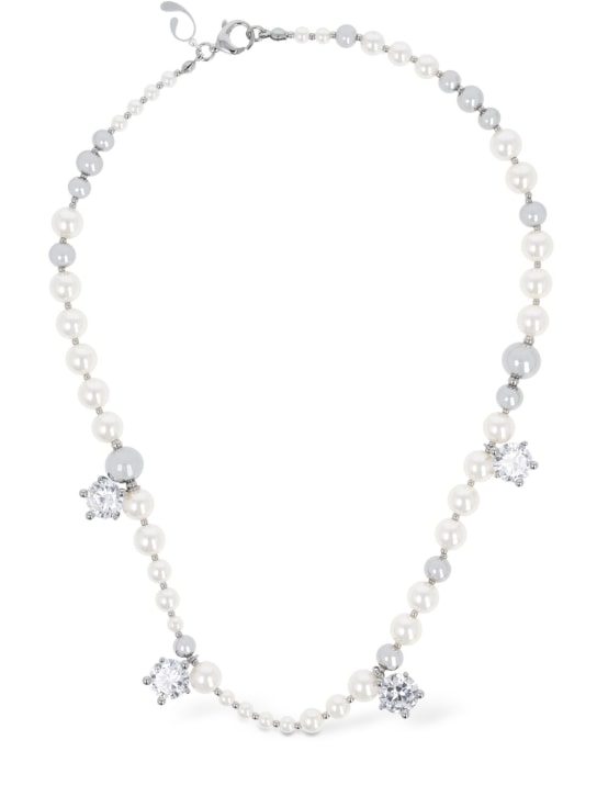 Panconesi: Perla collar necklace - White/Crystal - men_0 | Luisa Via Roma