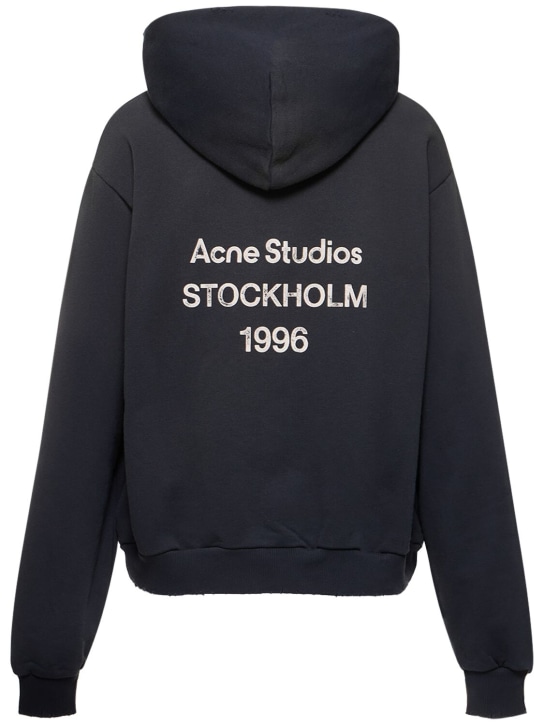 Acne Studios: Franziska cotton logo sweatshirt - Siyah - men_0 | Luisa Via Roma