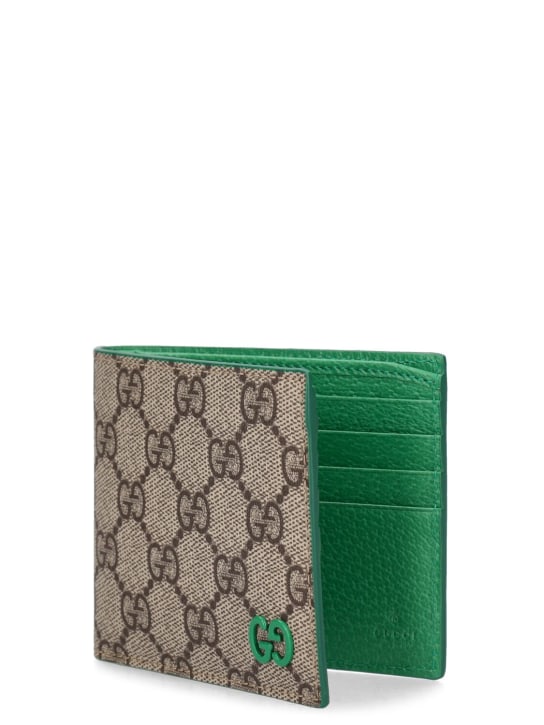 Gucci: GG Supreme wallet - Beige/Green - men_1 | Luisa Via Roma