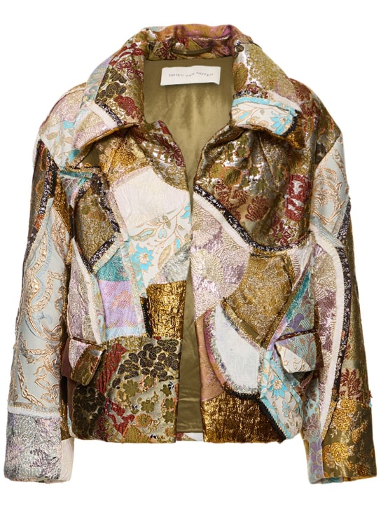 Dries Van Noten: Lurex jacquard embroidered jacket - Multicolor - women_0 | Luisa Via Roma