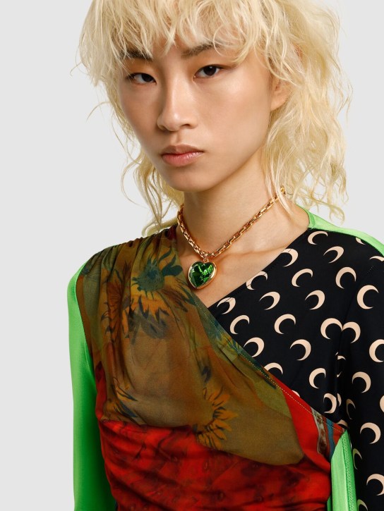 Timeless Pearly: Collier chaîne à pendentif cœur vert - Or/Vert - women_1 | Luisa Via Roma