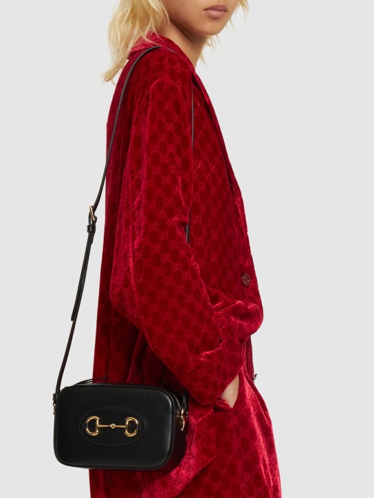 Gucci: Petit sac porté épaule en cuir 1955 Horsebit - Noir - women_1 | Luisa Via Roma