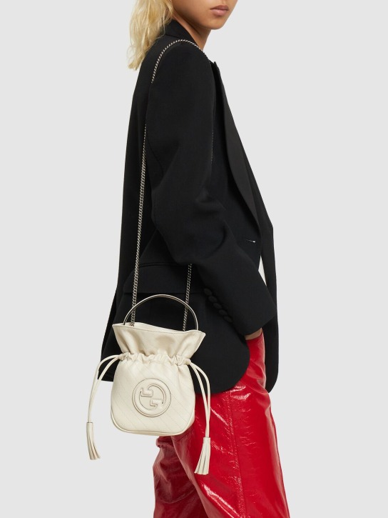 Gucci: Mini Blondie leather bucket bag - Mystic White - women_1 | Luisa Via Roma