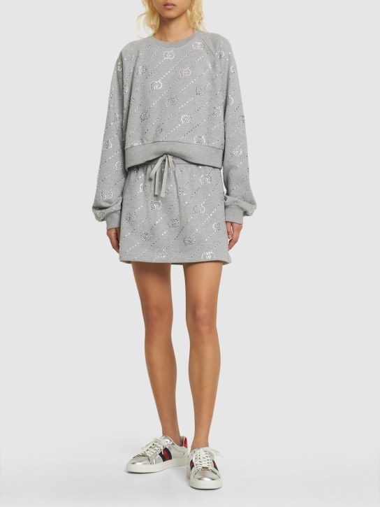 Gucci: GG棉质平纹针织短款卫衣 - 灰色 - women_1 | Luisa Via Roma