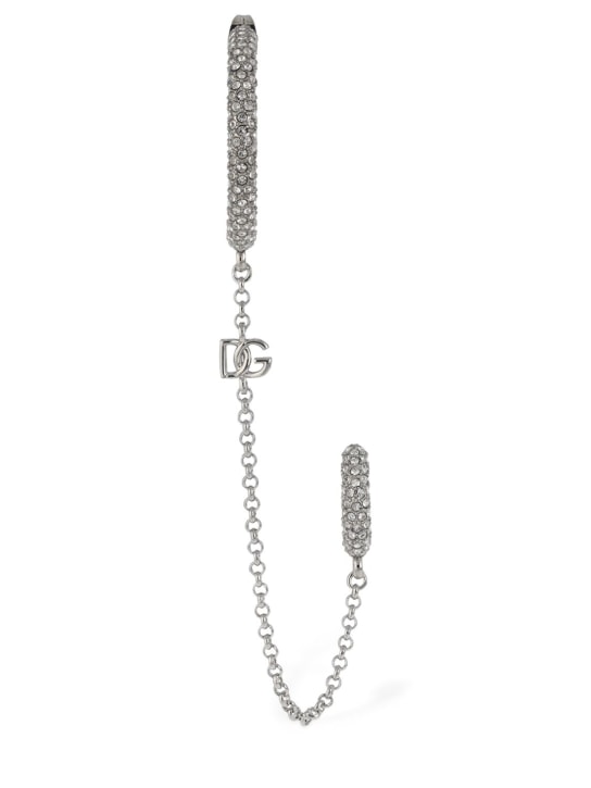 Dolce&Gabbana: Crystal embellished mono earring - Silver - women_0 | Luisa Via Roma