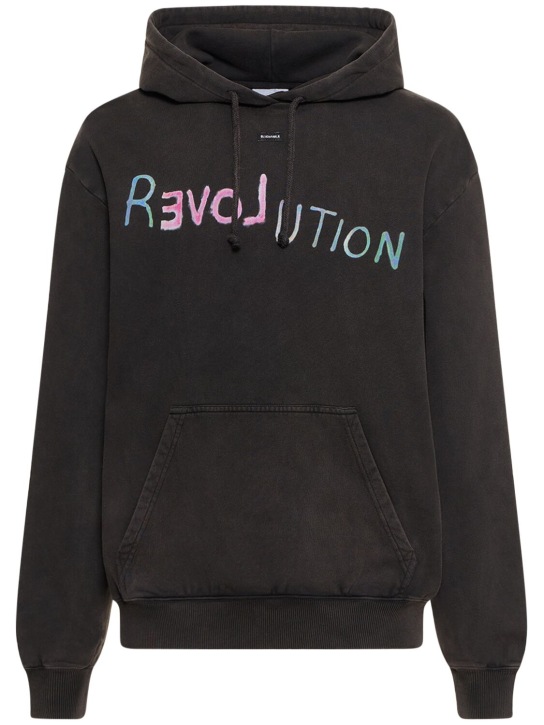Bluemarble: "rEVOLution" printed hoodie - Siyah - men_0 | Luisa Via Roma