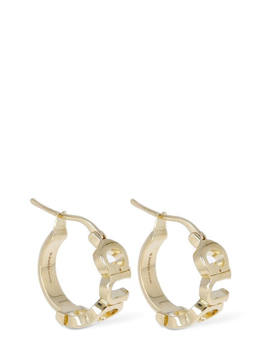 Gucci: GUCCI lettering brass hoop earrings - Altın Rengi - women_0 | Luisa Via Roma