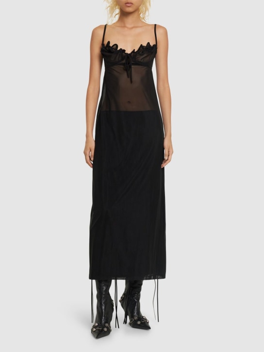 Y/PROJECT: Sleeveless mesh midi dress - Siyah - women_1 | Luisa Via Roma