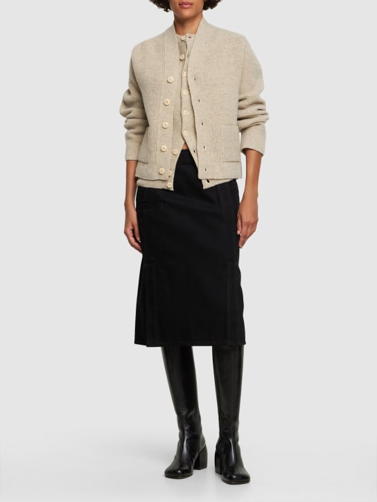 Lemaire: Straight cotton midi skirt - Siyah - women_1 | Luisa Via Roma