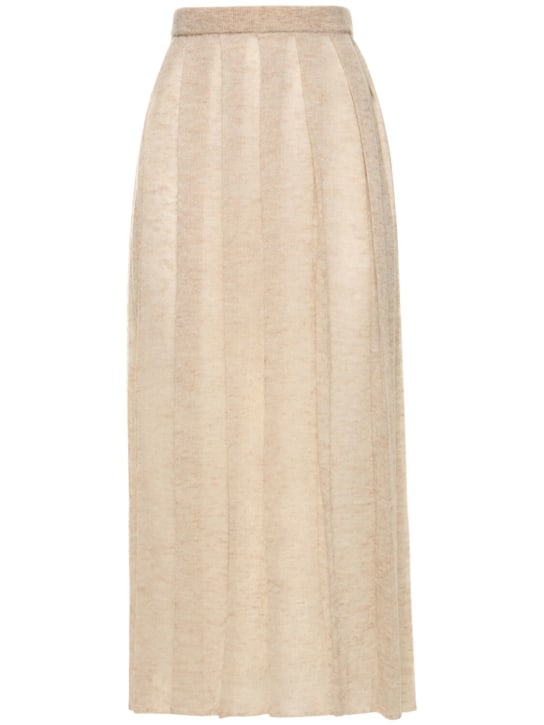 Kid mohair sheer knit pleated midi skirt - AURALEE - Women