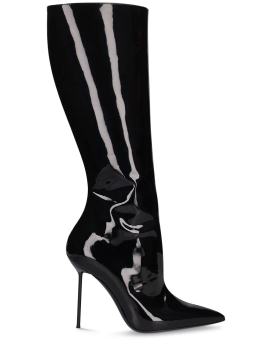 Paris Texas: 105mm Lidia patent leather boots - Black - women_0 | Luisa Via Roma