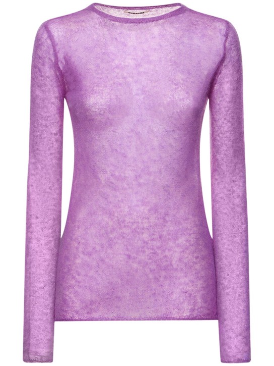 AURALEE: Kid mohair sheer knit boatneck sweater - Purple - women_0 | Luisa Via Roma