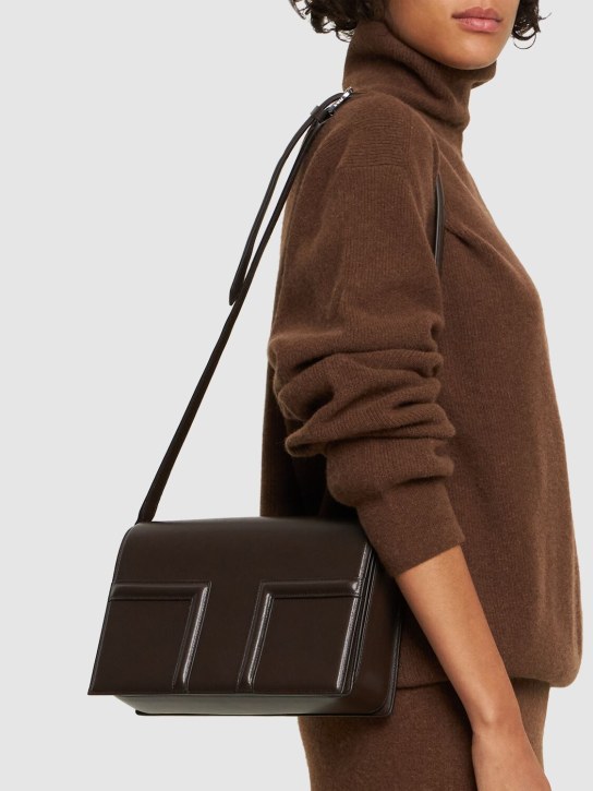Toteme: T-Flap leather shoulder bag - Brown - women_1 | Luisa Via Roma