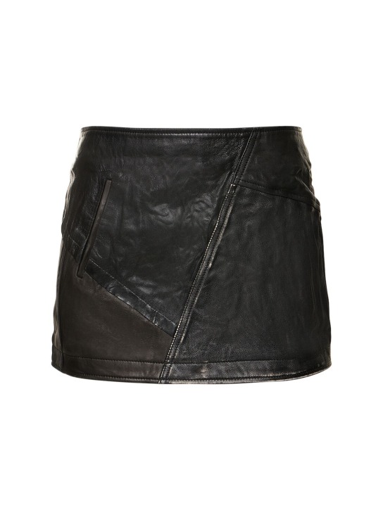 Acne Studios: Leather mini skirt - Black - women_0 | Luisa Via Roma
