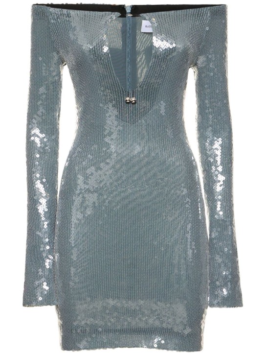 16arlington: Vestito Solare con paillettes - Celeste - women_0 | Luisa Via Roma