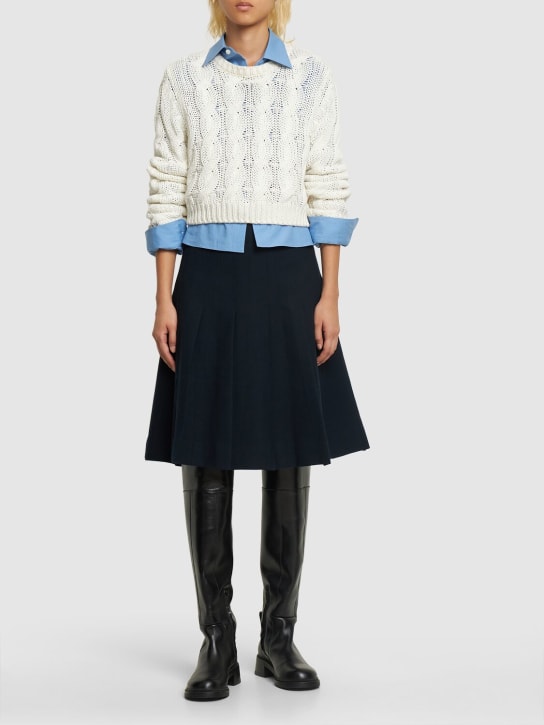 Dunst: Pleated flannel midi skirt - Lacivert - women_1 | Luisa Via Roma