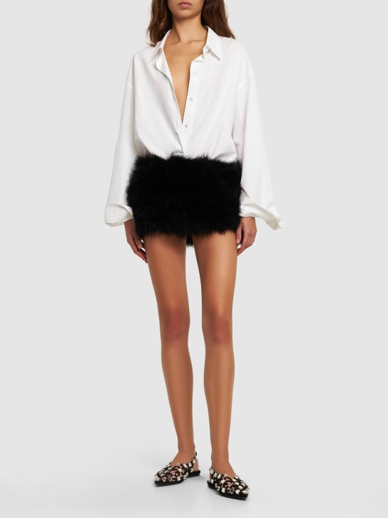 The Attico: Feathered stretch crepe mini skirt - Black - women_1 | Luisa Via Roma