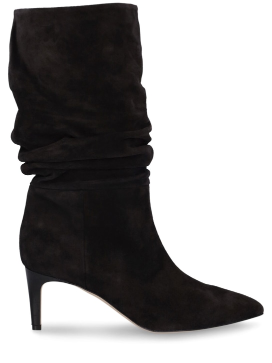 Paris Texas: 60毫米麂皮堆堆靴 - 黑��� - women_0 | Luisa Via Roma