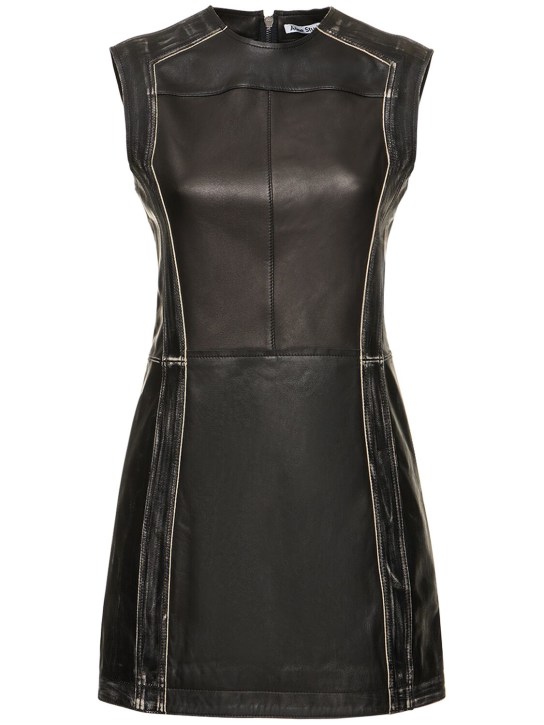Acne Studios: Leather mini dress - Black - women_0 | Luisa Via Roma