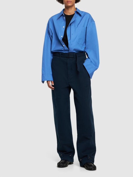 Lemaire: Langes Hemd aus Baumwollpopeline - Blau - women_1 | Luisa Via Roma