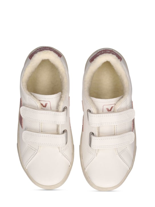 Veja: Esplar chrome-free leather strap sneaker - Beyaz/Pembe - kids-girls_1 | Luisa Via Roma