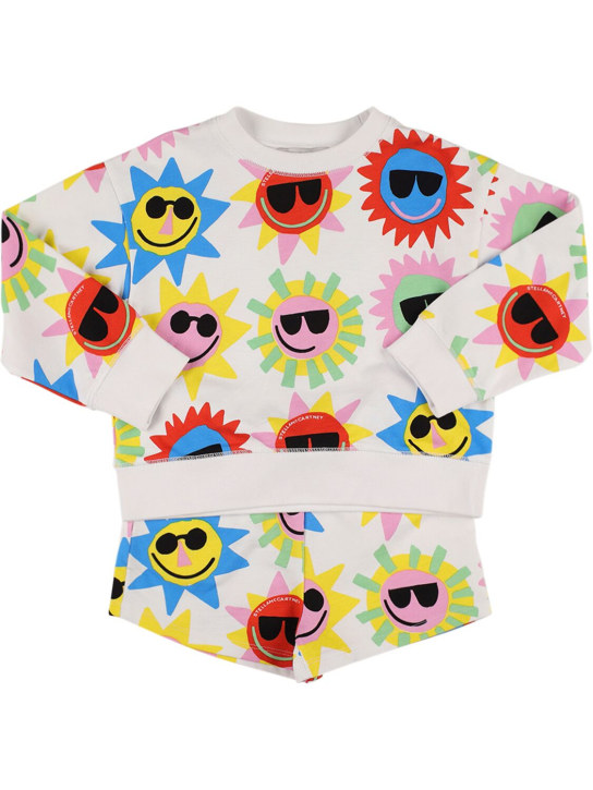 Stella Mccartney Kids: Sweat-shirt & short en coton biologique - Blanc - kids-girls_0 | Luisa Via Roma