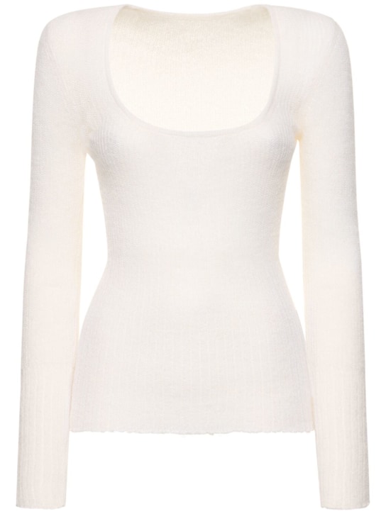 Jacquemus: Suéter de punto de lana - Off-White - women_0 | Luisa Via Roma